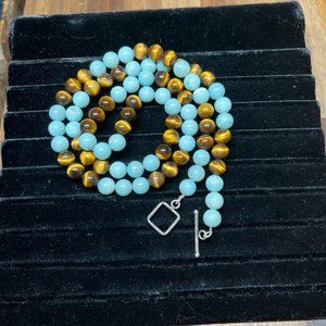 Vintage aqua glass beaded necklace